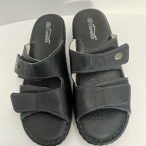 Florence Vera Pelle Women's Black Leather Shoes Size 7.5 Velcro Closure